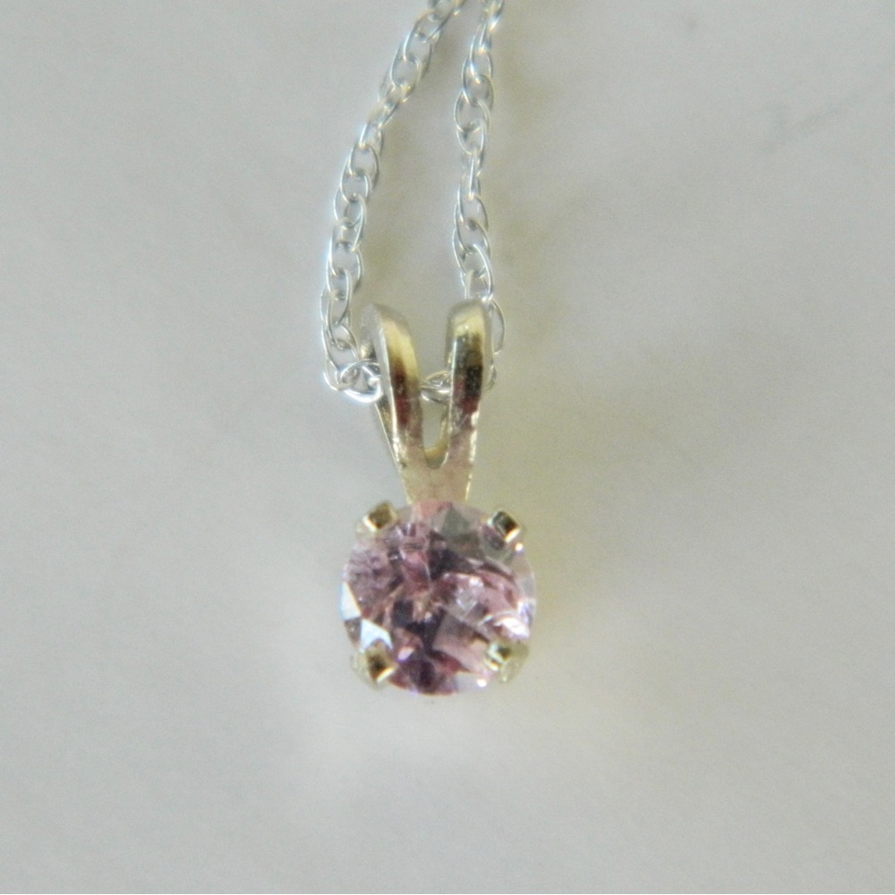 14k White Gold Pink Sapphire Necklace